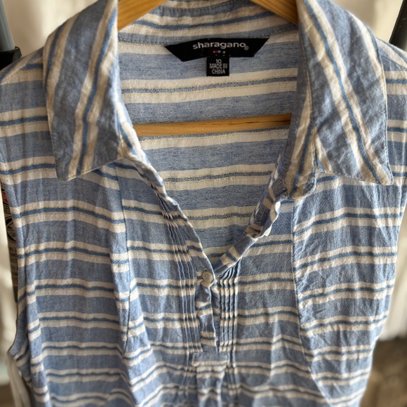 Blue and white striped dress for girls - Picture 3 of 6